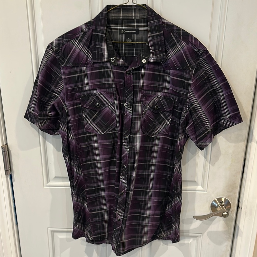 INC Men's Purple Plaid Shirt
